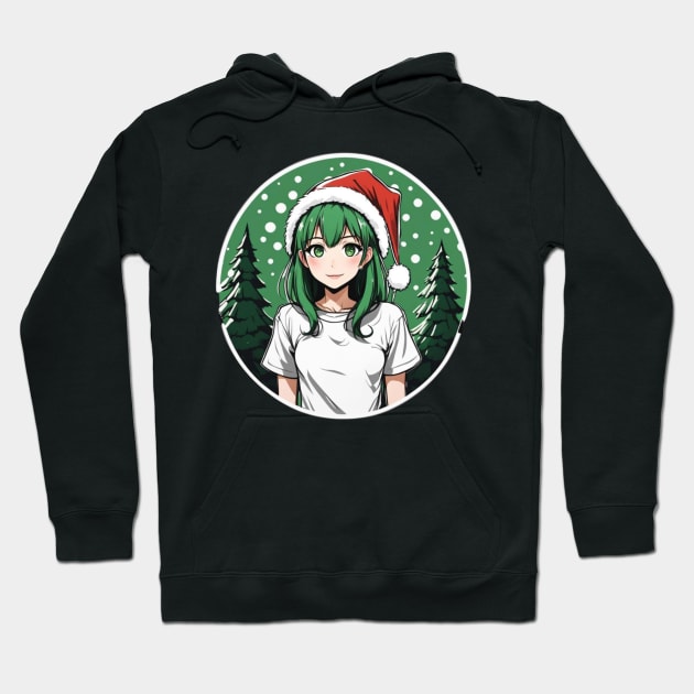 Green Haired Anime waifu Hoodie by tempura